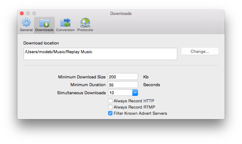 Downloads Preferences