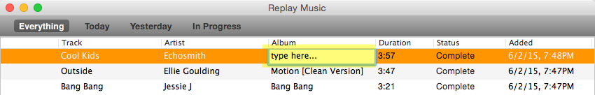 tagging in Replay Music for Mac