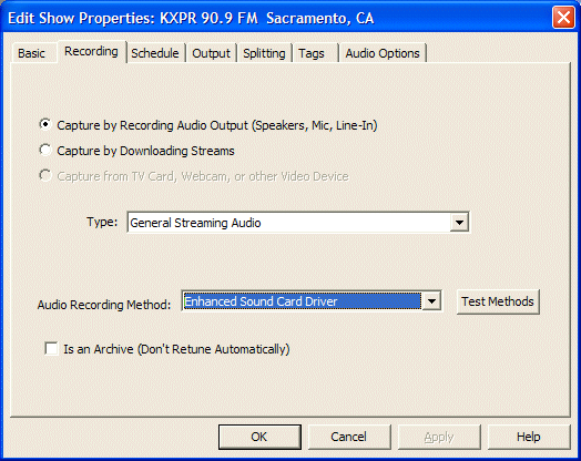 Enhanced Sound Card Driver show properties