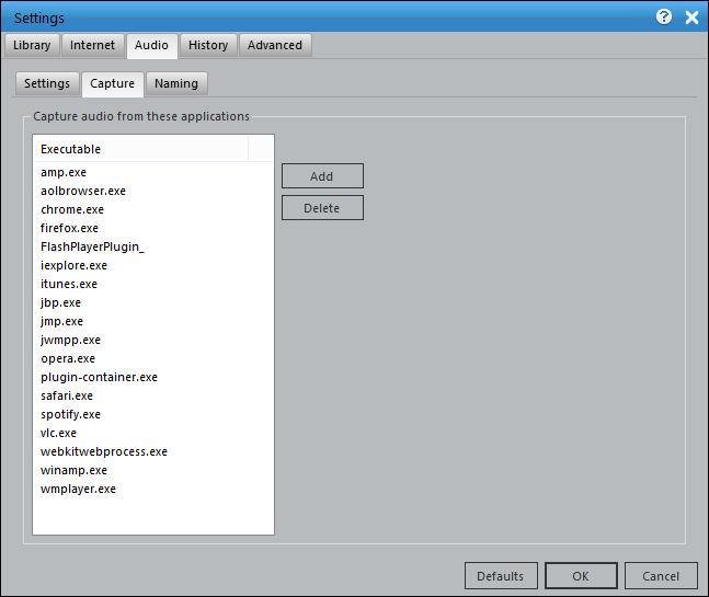 Settings-Audio Capture