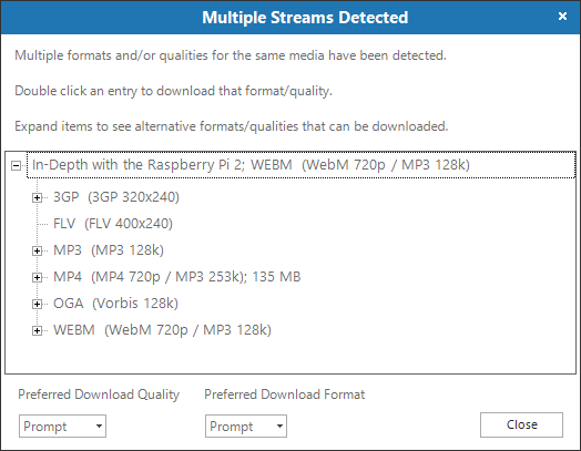 Multiple Streams download option