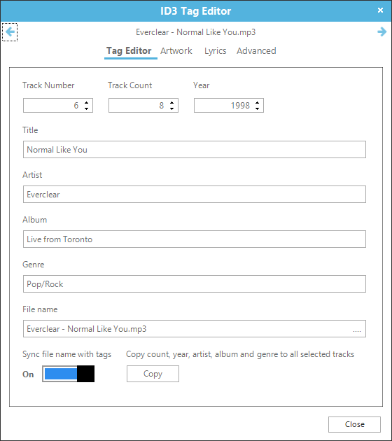 Tag Editor Window and tab